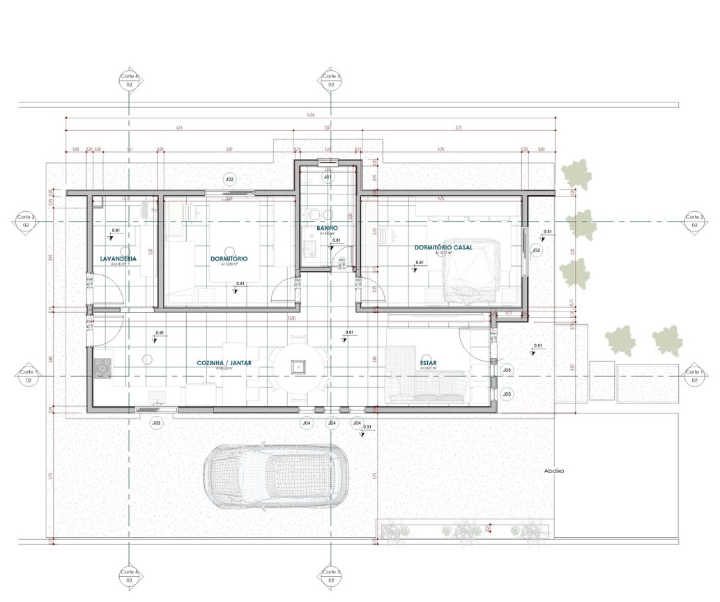 Planta baixa do projeto arquitetônico convertido para Revit